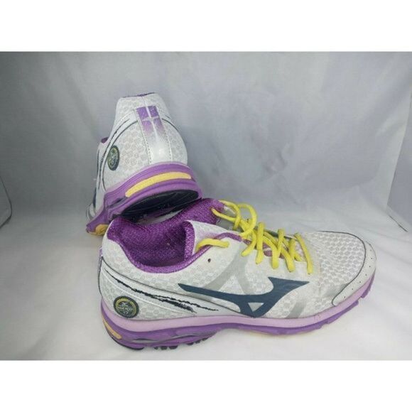 Mizuno Wave Rider 17 Women's Sz‎ W 10 Lightweight Running Shoes White BLK/Purple - Picture 4 of 11